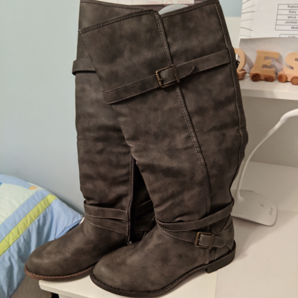 JustFab Gray Over the Knee Boots